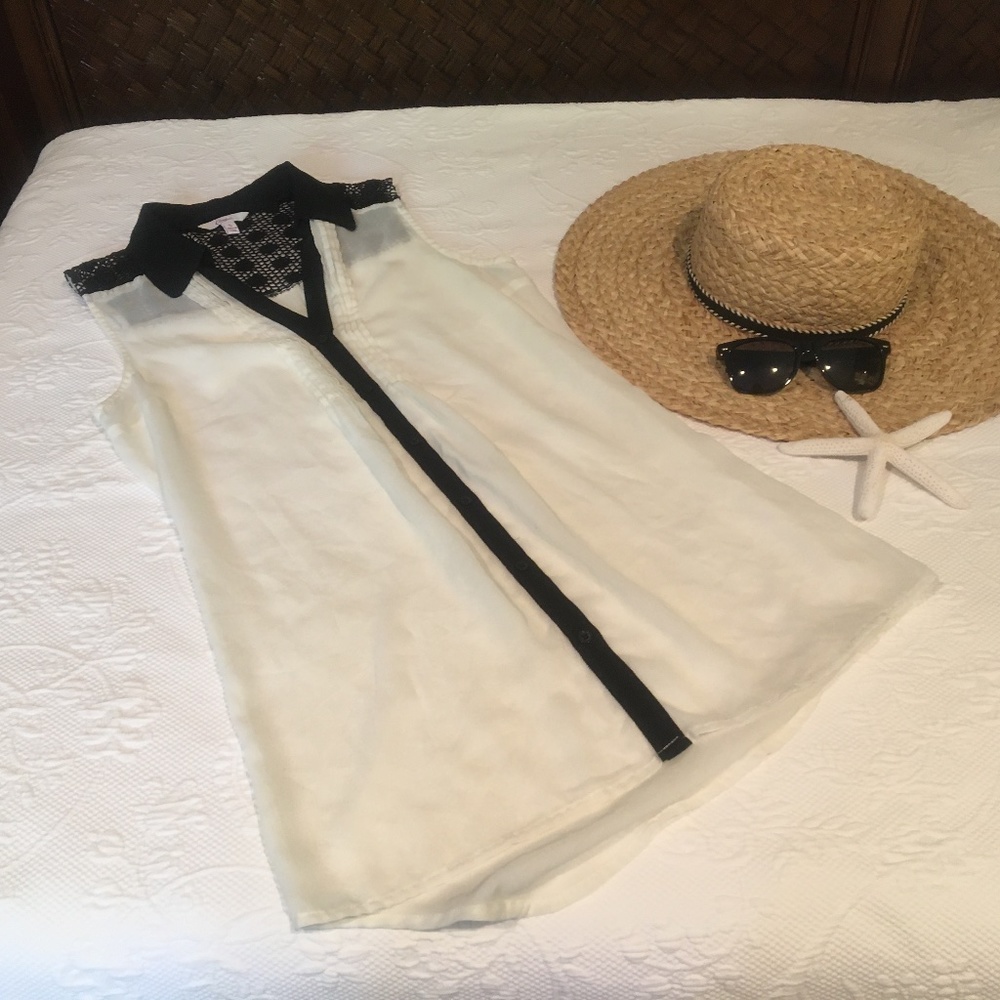 White, Collared Button Up Blouse- Kohl's